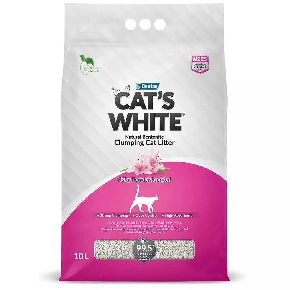 

Комкующийся наполнитель Cat's White Baby Powder бентонитовый, детская присыпка, 10 л