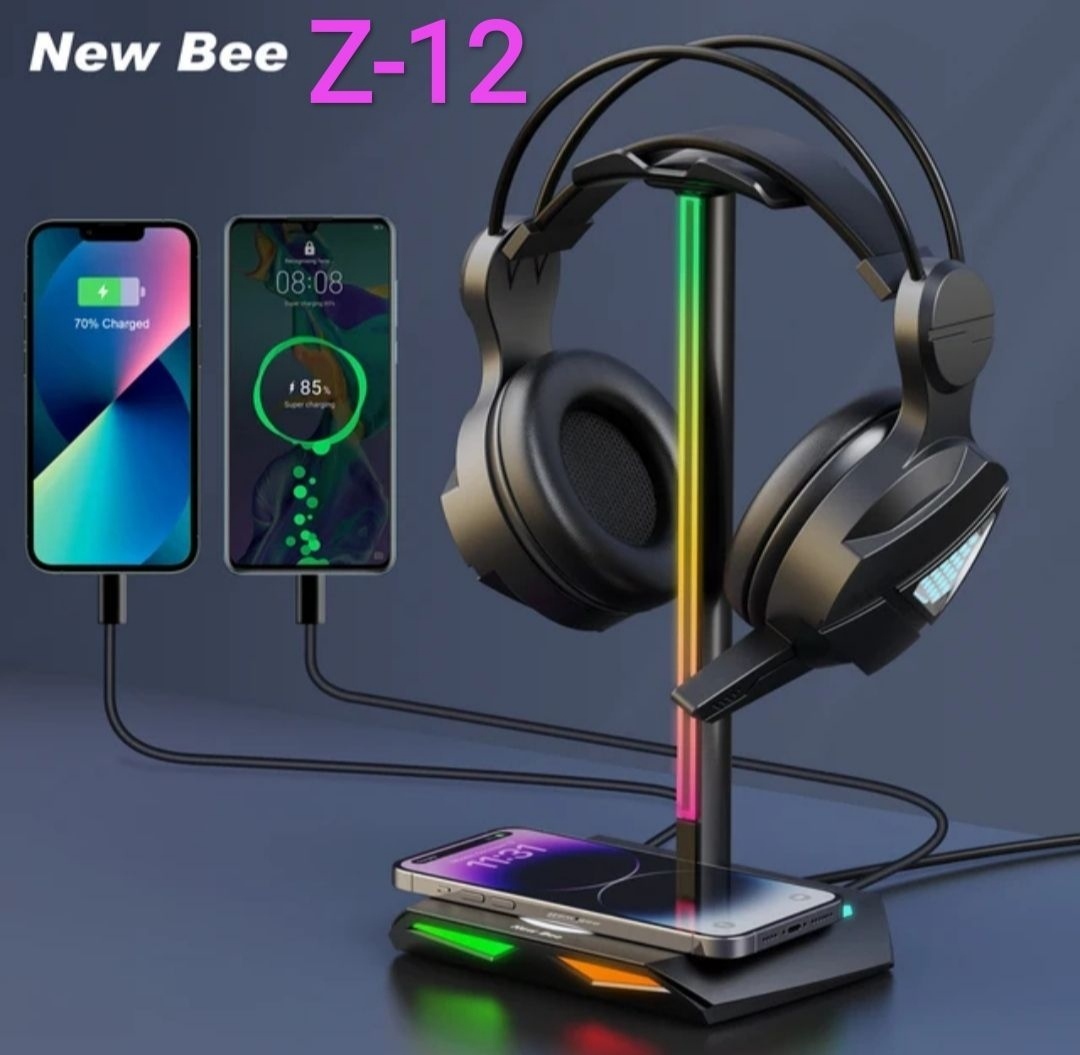 Держатель для наушников Nee Bee Z-12 с RGB посветкой и беспроводной зарядкой