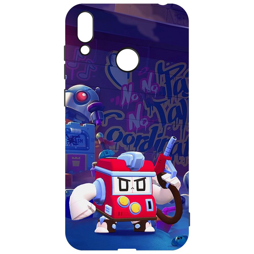 Чехол-накладка Krutoff Софт Кейс Brawl Stars - V8-БИТ для Huawei Y7 (2019) черный