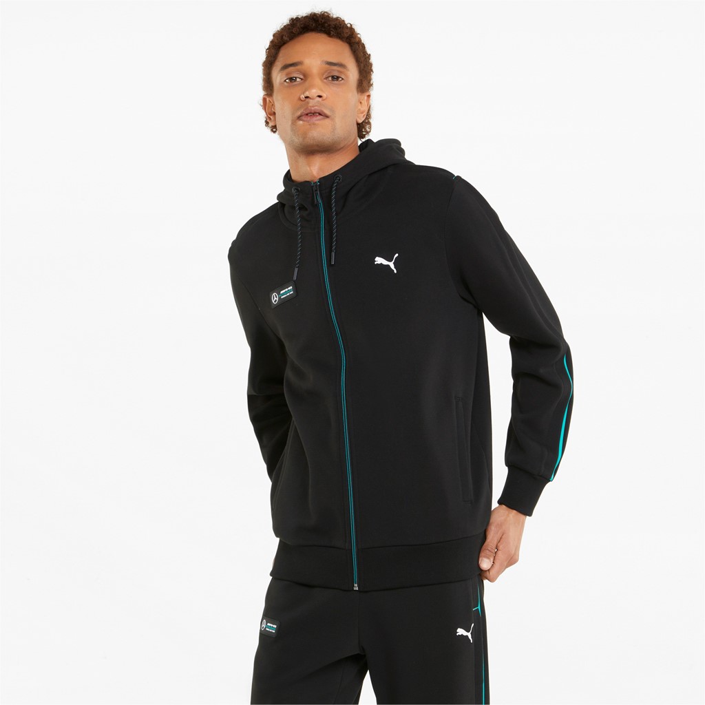 фото Толстовка мужская puma mercedes f1 hooded men's sweat jacket черная xl