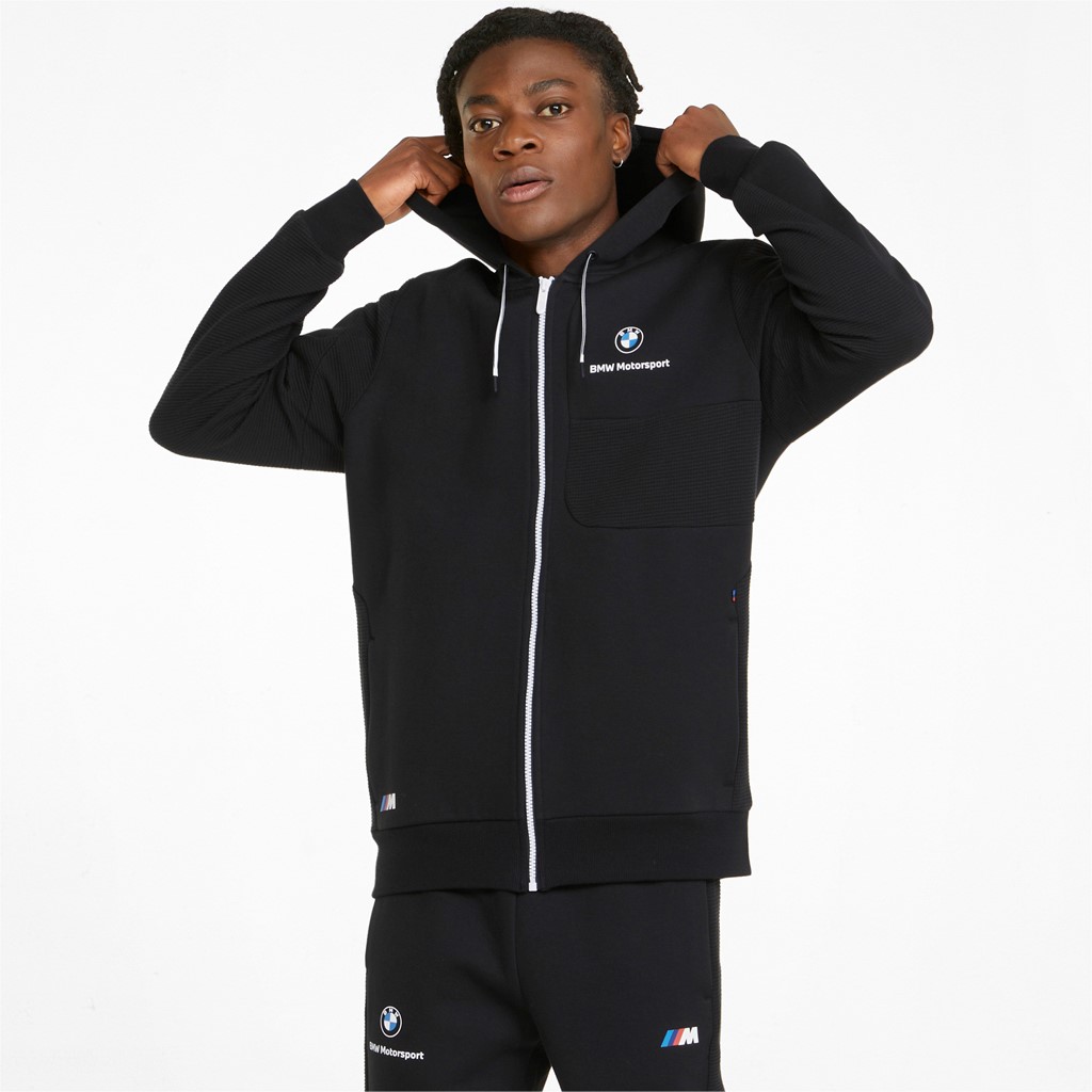 фото Толстовка мужская puma bmw mms hooded sweat jacket черная 2xl