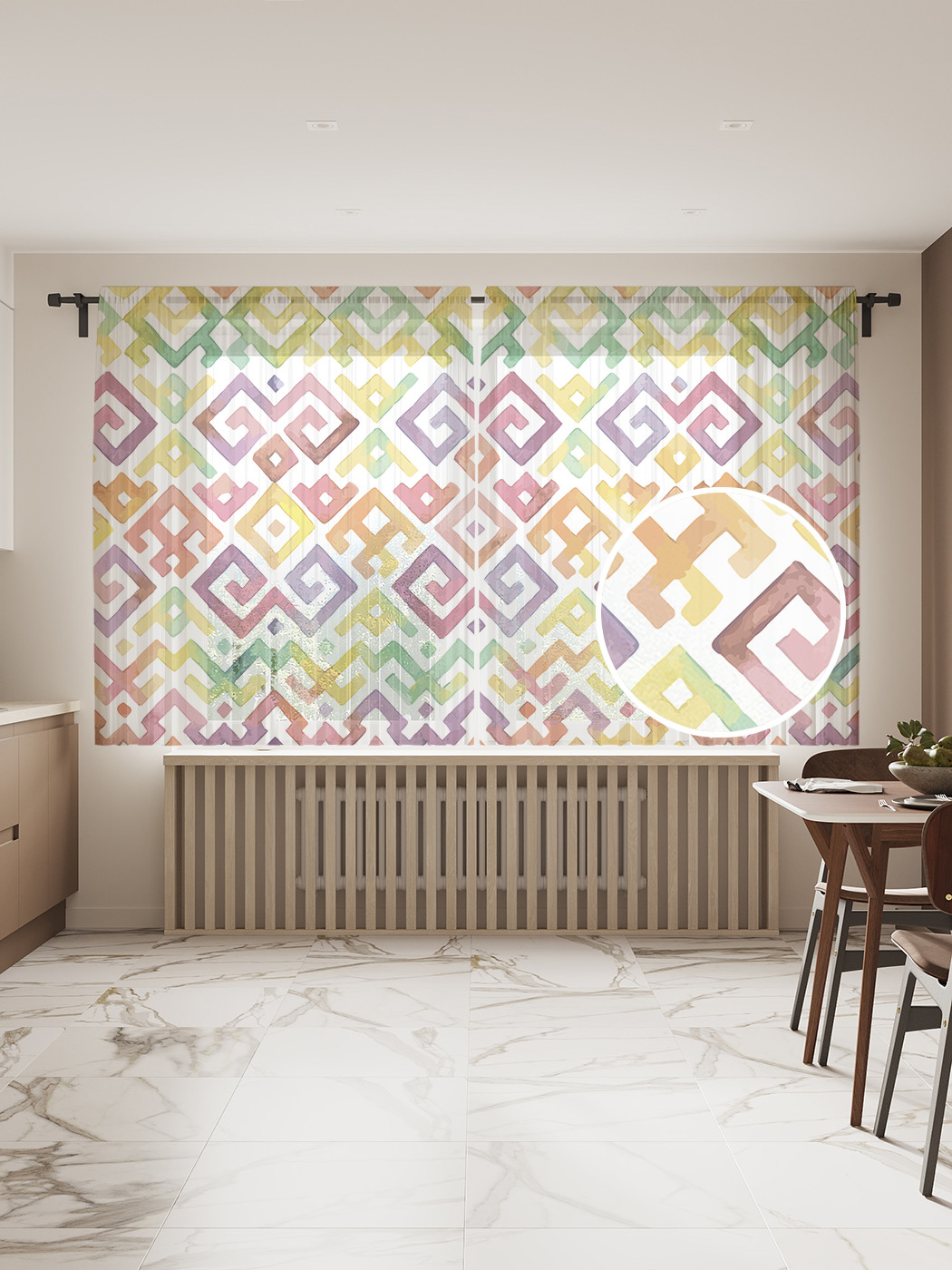 

Фототюль "Классический орнамент", 145x180 см (2 полотна со шторной лентой + 50 крючков), Классический орнамент