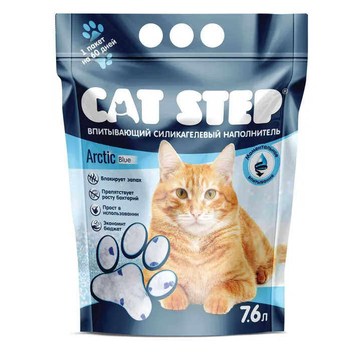 

Впитывающий наполнитель Cat Step Arctic Blue силикагелевый, 7,6 л
