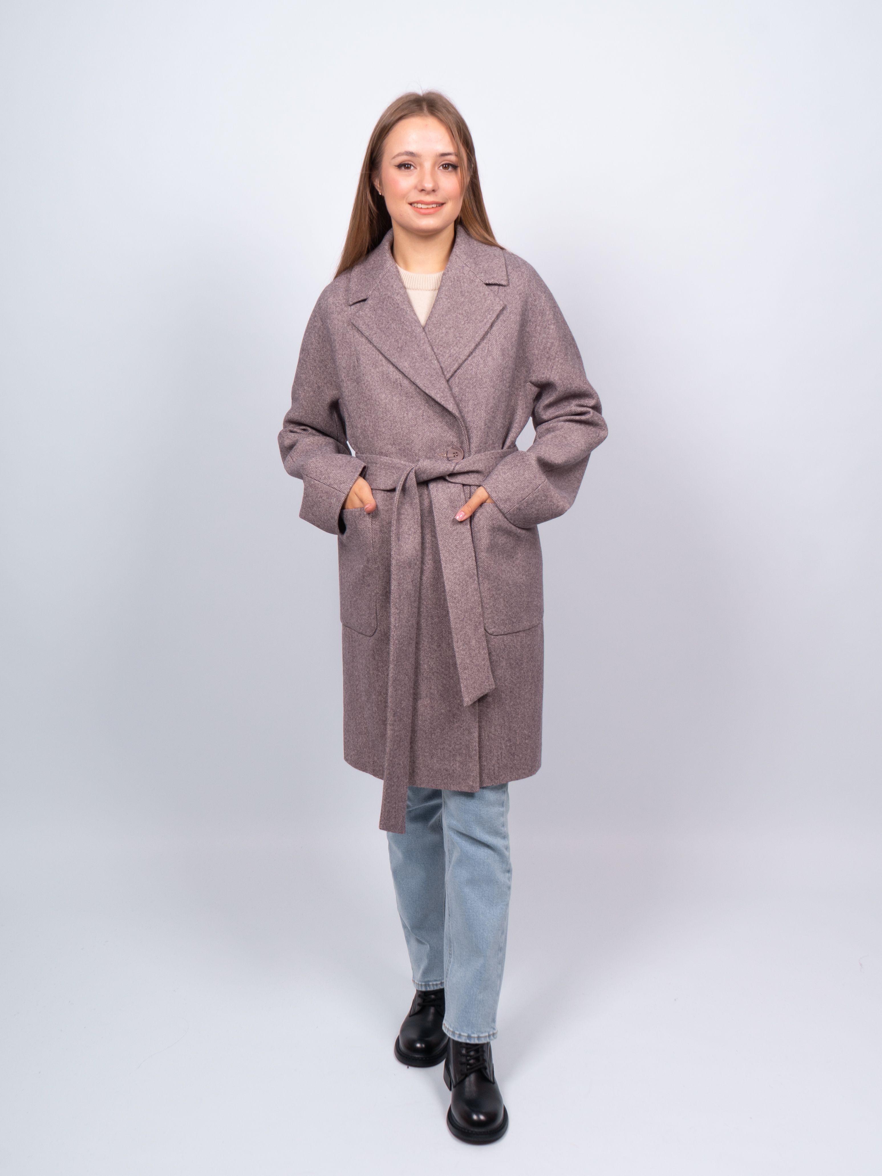 Пальто женское 365 clothes KR-293B-Рубчик коричневое 44 RU