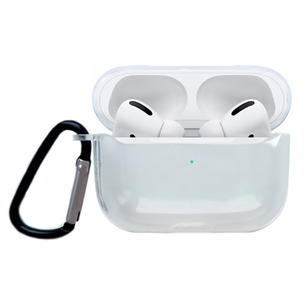 фото Силиконовый чехол для apple airpods pro tpu вид 2 с карабином прозрачный