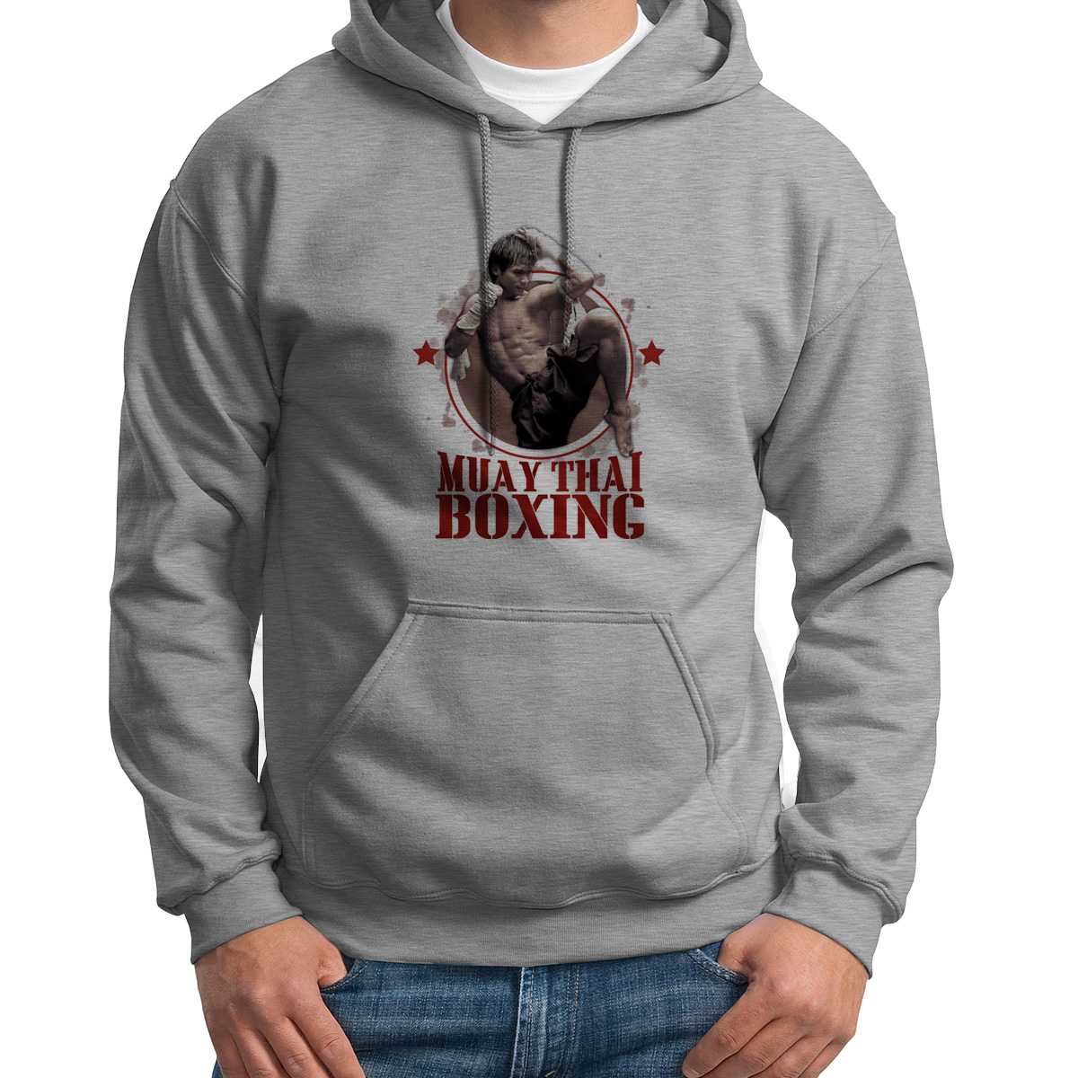 

Худи унисекс CoolPodarok Muay thai boxing серое 50 RU, 0S015519