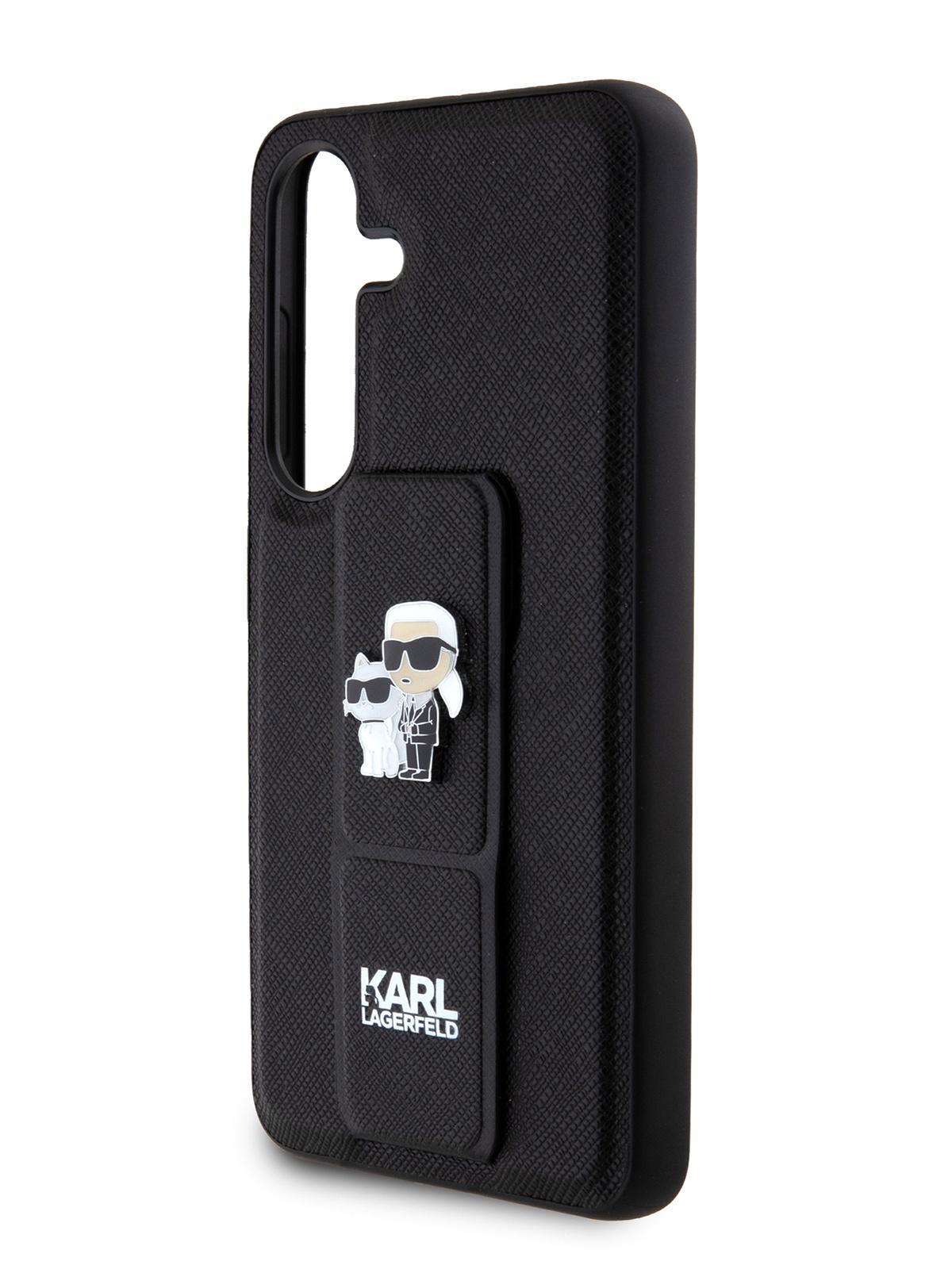 

Чехол Karl Lagerfeld для Galaxy S24 из экокожи с функцией подставки metal Hard Black, Черный