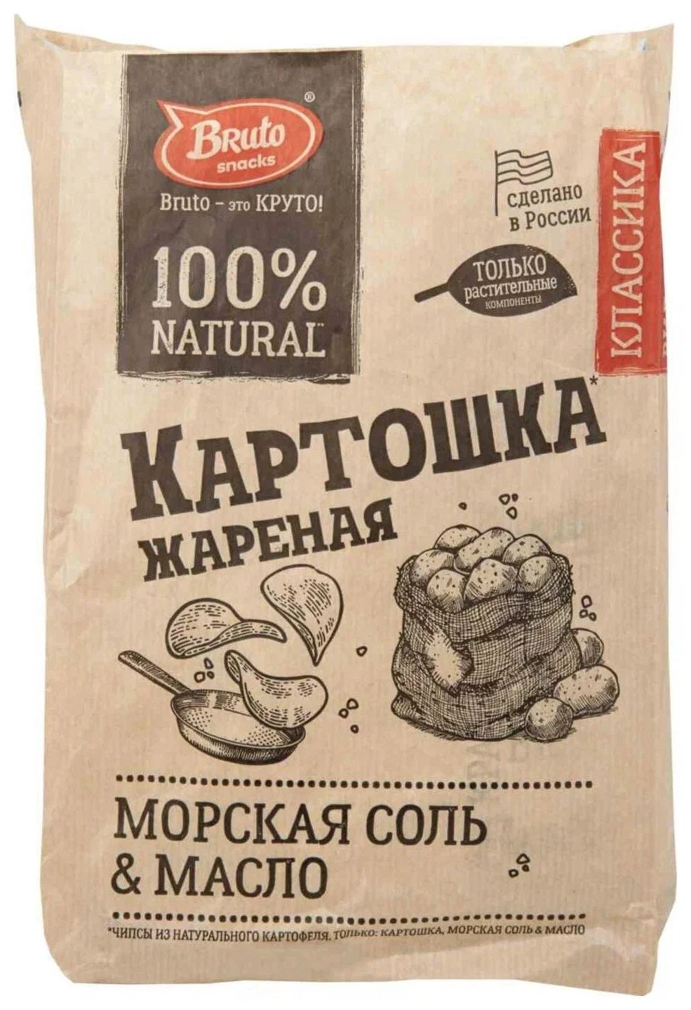 Чипсы картофельные Bruto snacks морская соль 60 г
