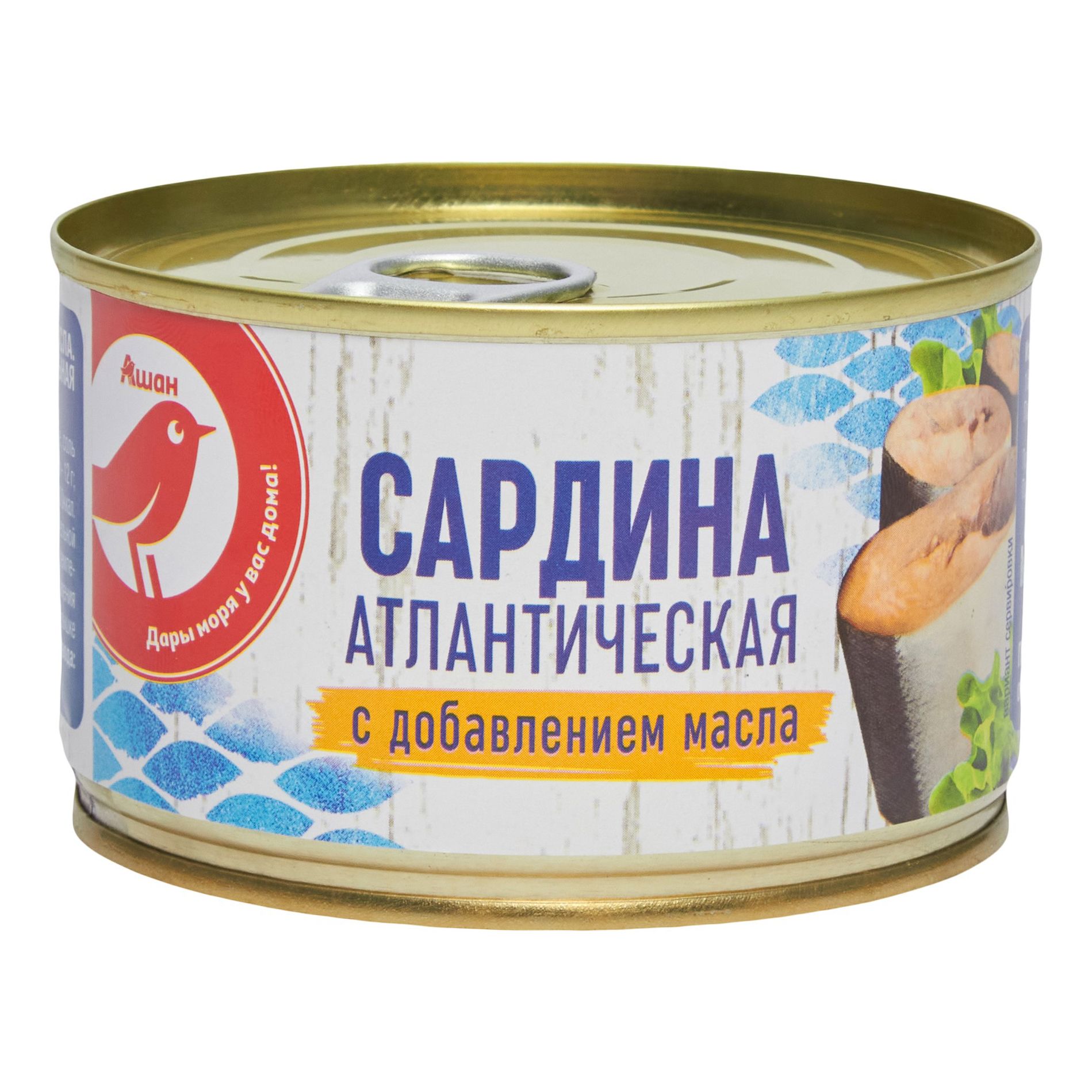 

Сардина АШАН Красная птица натуральная с добавлением масла 250 г