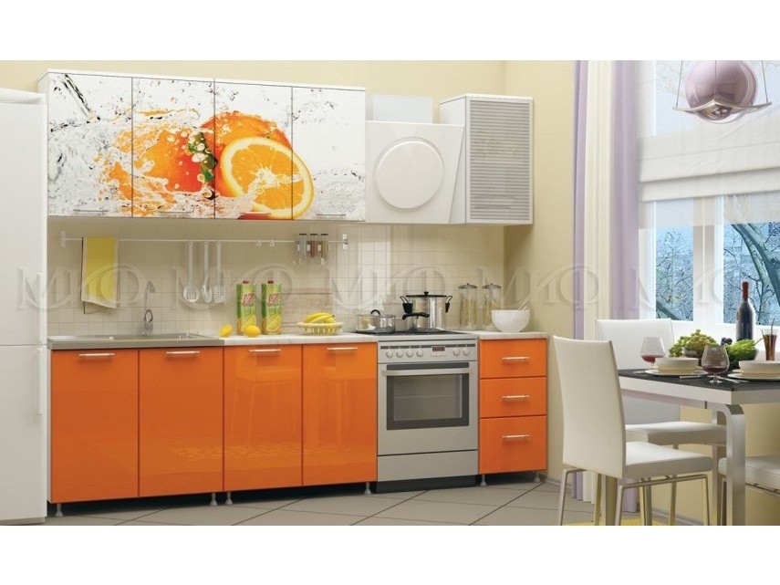 Кухня МДФ 2000 с фотопечатью Апельсин