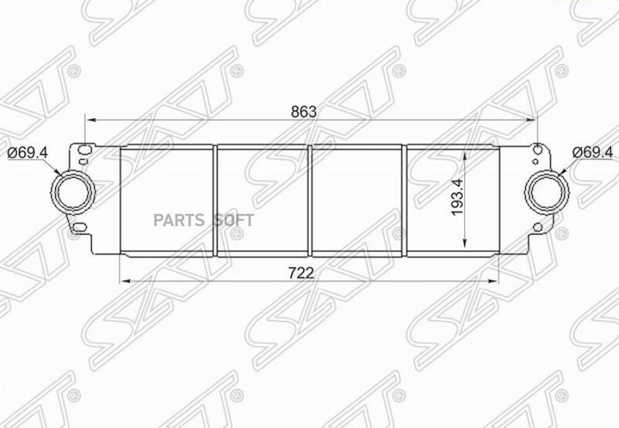 Радиатор Интеркулера Vw Transporter T5/Multivan 03- Sat арт. ST-7H0145804A