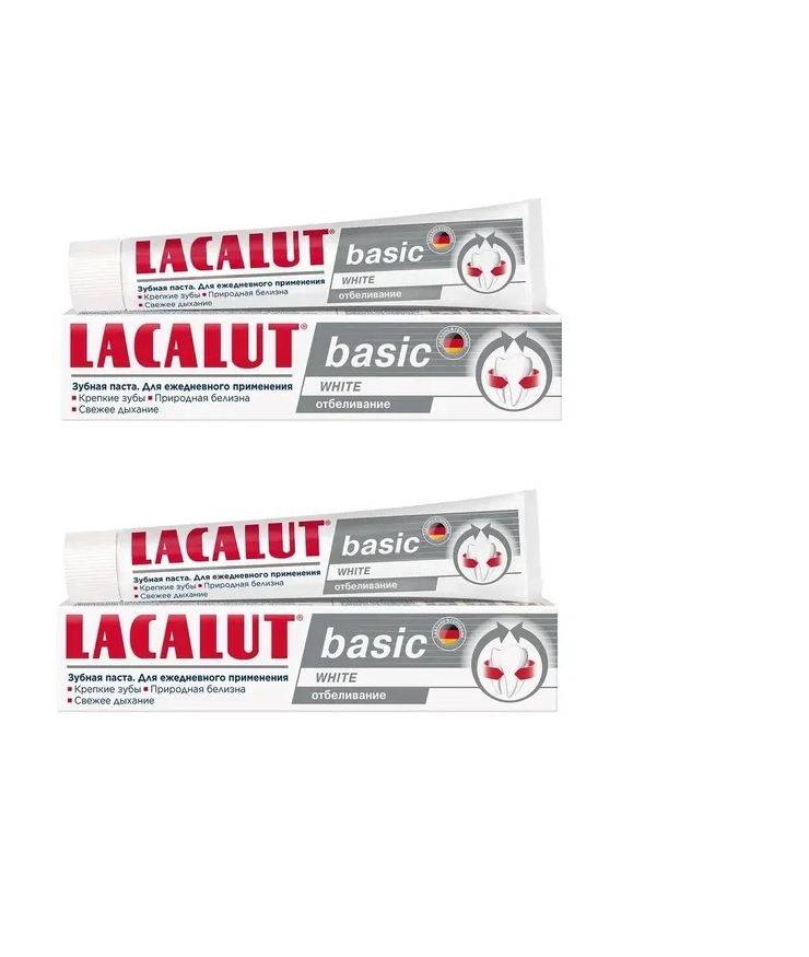 Зубная паста Lacalut Basic White, 75 мл х 2 шт. зубная паста lacalut aktiv herbal 75 мл 2 шт