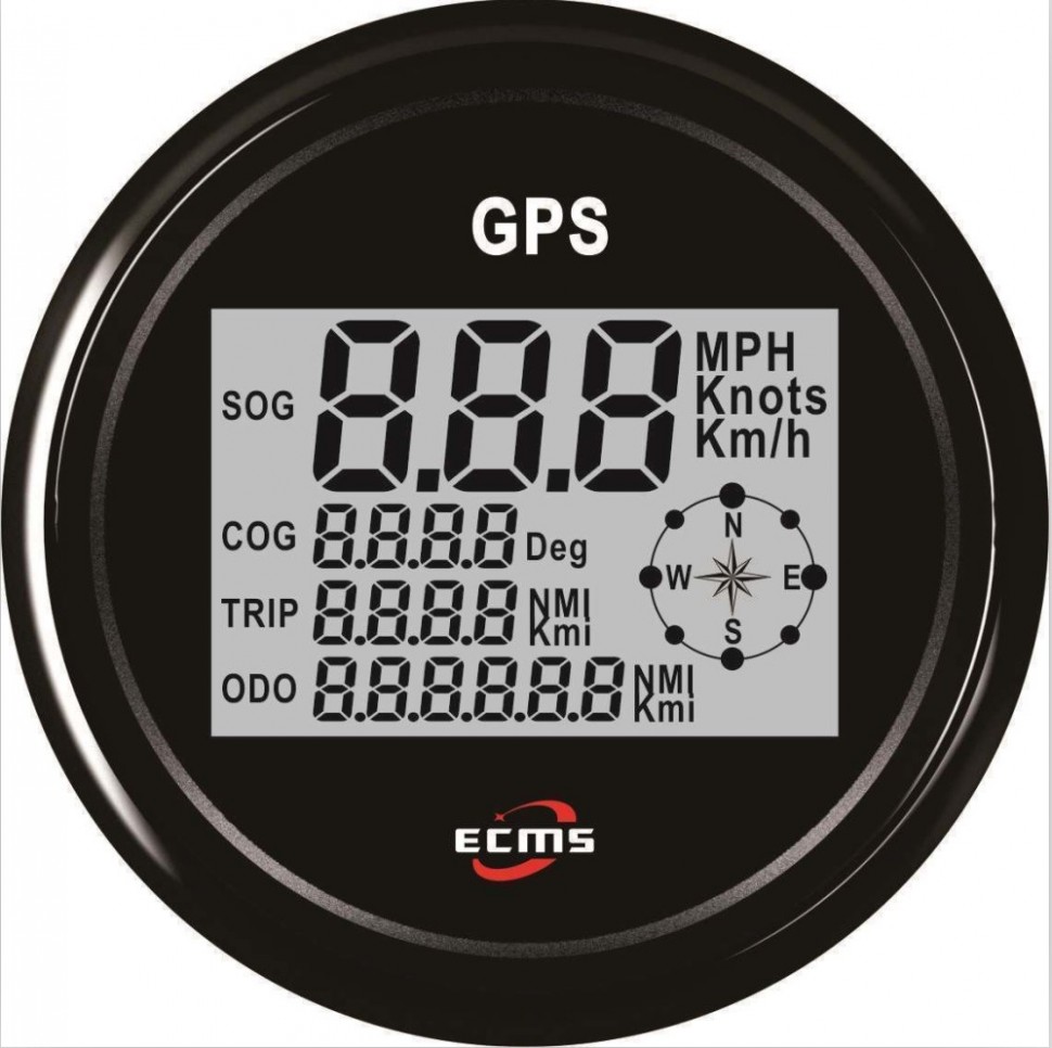 GPS-спидометр ECMS 900-00034 цифровой с одометром, диаметр 85 мм