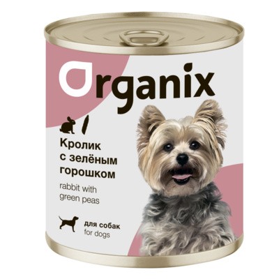 фото Консервы для собак organix кролик с зеленым горошком (9 шт) 750г