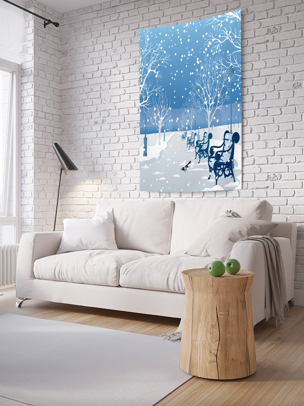 

Вертикальное фотопанно на стену JoyArty Заснеженные лавки 100x150 см, Заснеженные лавки