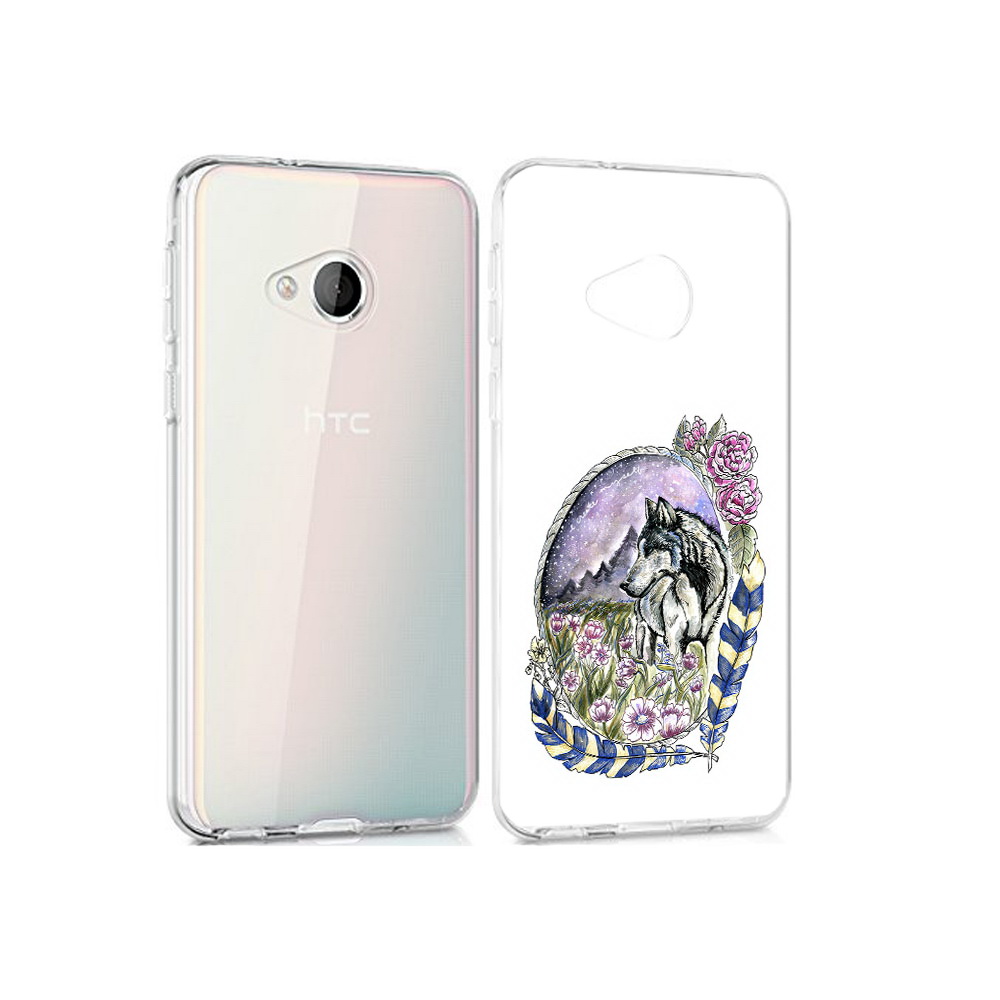 

Чехол MyPads Tocco для HTC U Play нарисованный волк в цветах с перьями, Прозрачный, Tocco