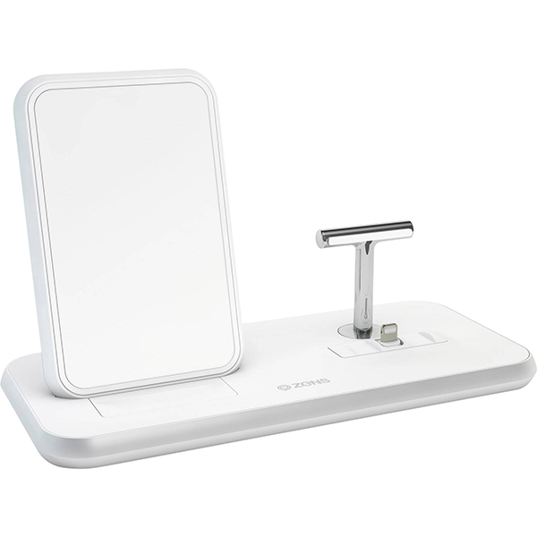 Беспроводное зарядное устройство ZENS Stand+Dock Aluminium Wireless Charge, белый