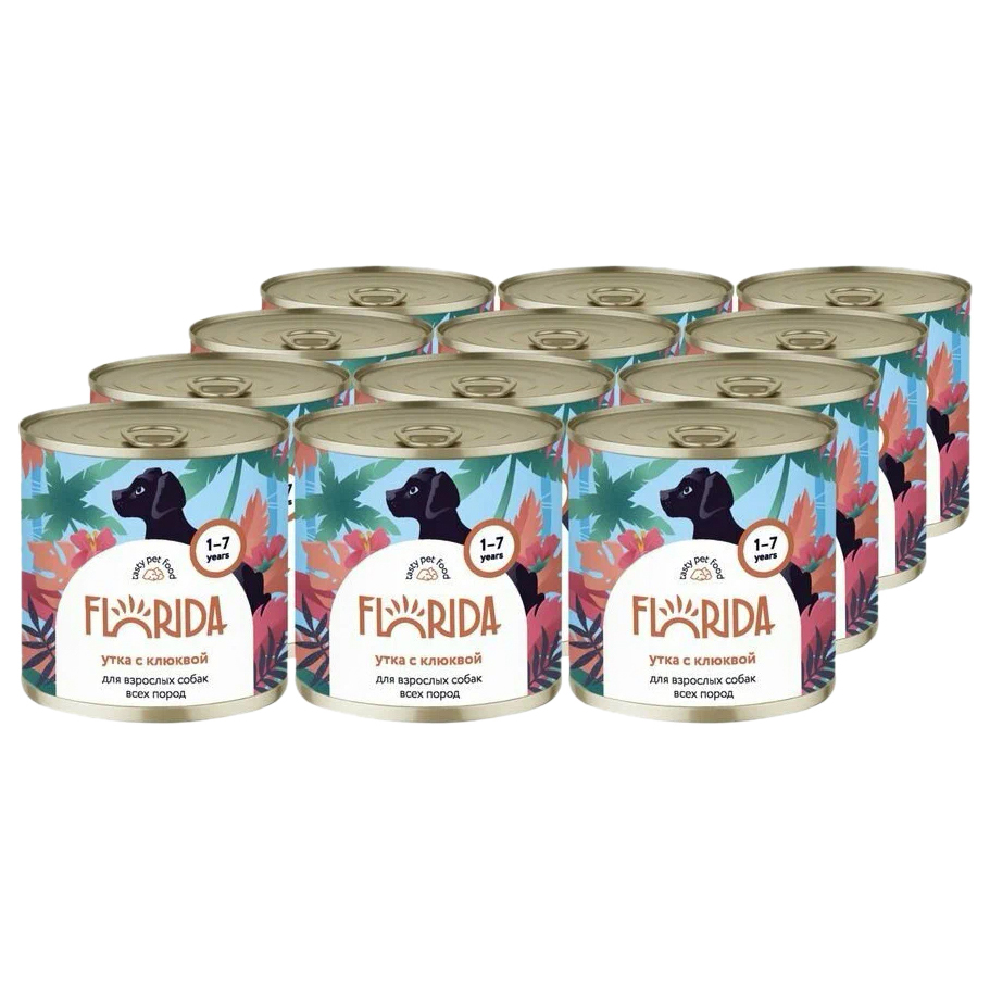 

Консервы для собак Florida с уткой и клюквой, 12 шт по 240г