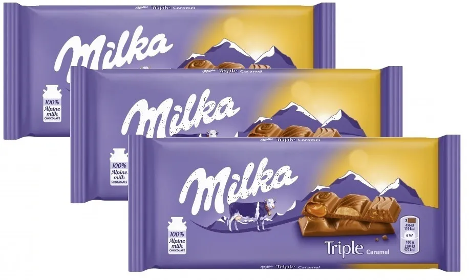 

Шоколад Milka Трипл карамель 3 шт по 90гр, Шоколад плиточный