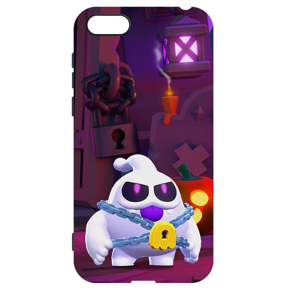 

Чехол-накладка Krutoff Софт Кейс Brawl Stars - Призрак Скуик для Honor 7A черный
