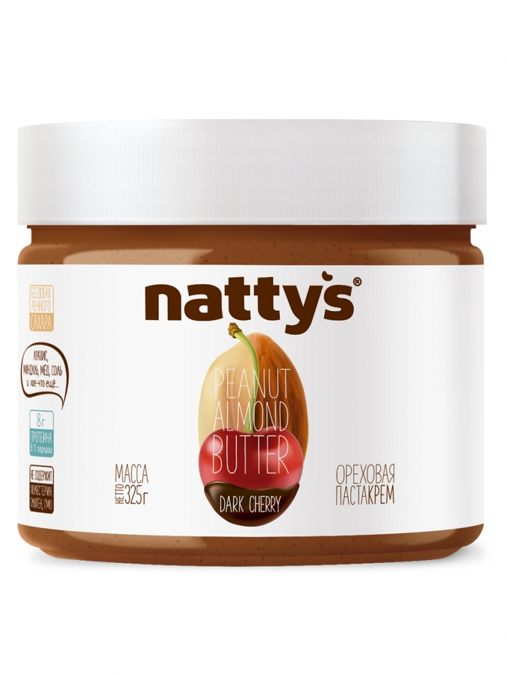 Паста Nattys Dark cherry ореховая с вишней и мёдом 325 г