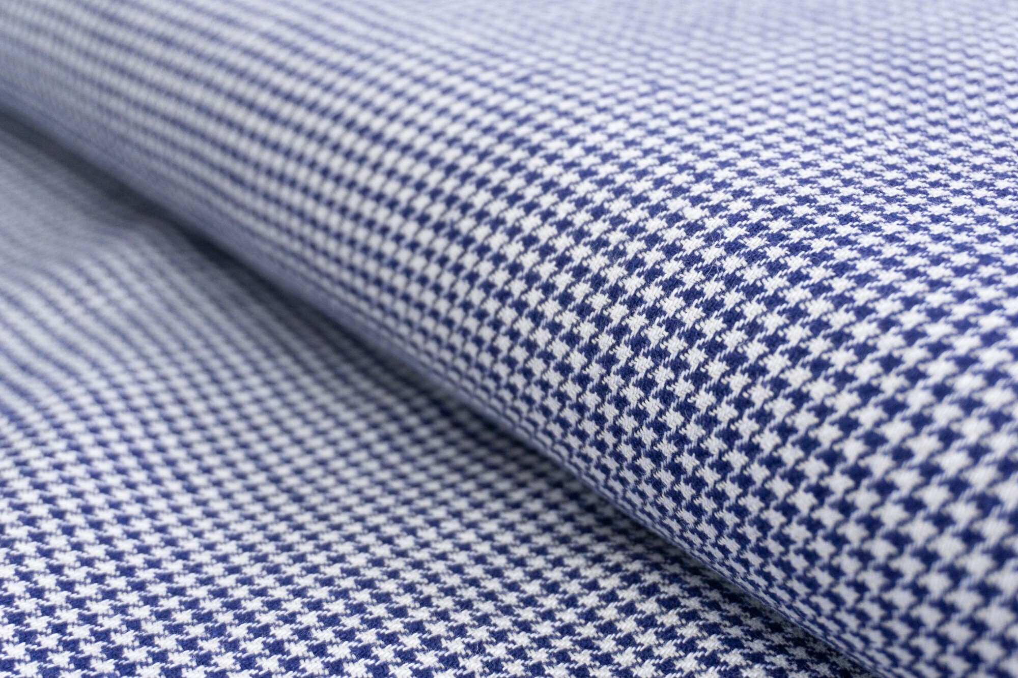 Ткань UNOFABRIC 97176 лен синяя гусиная лапка 100x150 см