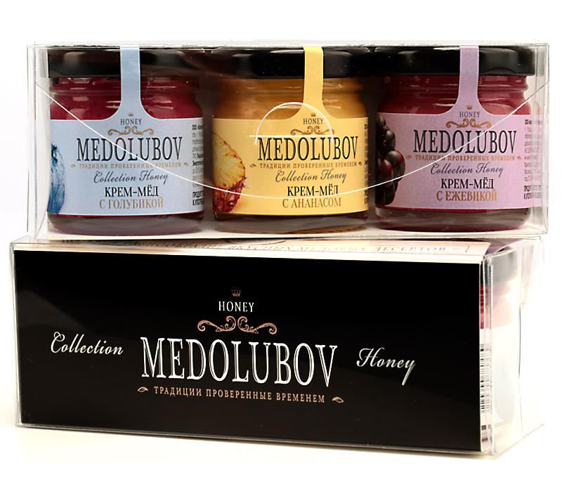 Набор мёда в подарочной упаковке MEDOLUBOV ассорти 3 шт по 40 мл