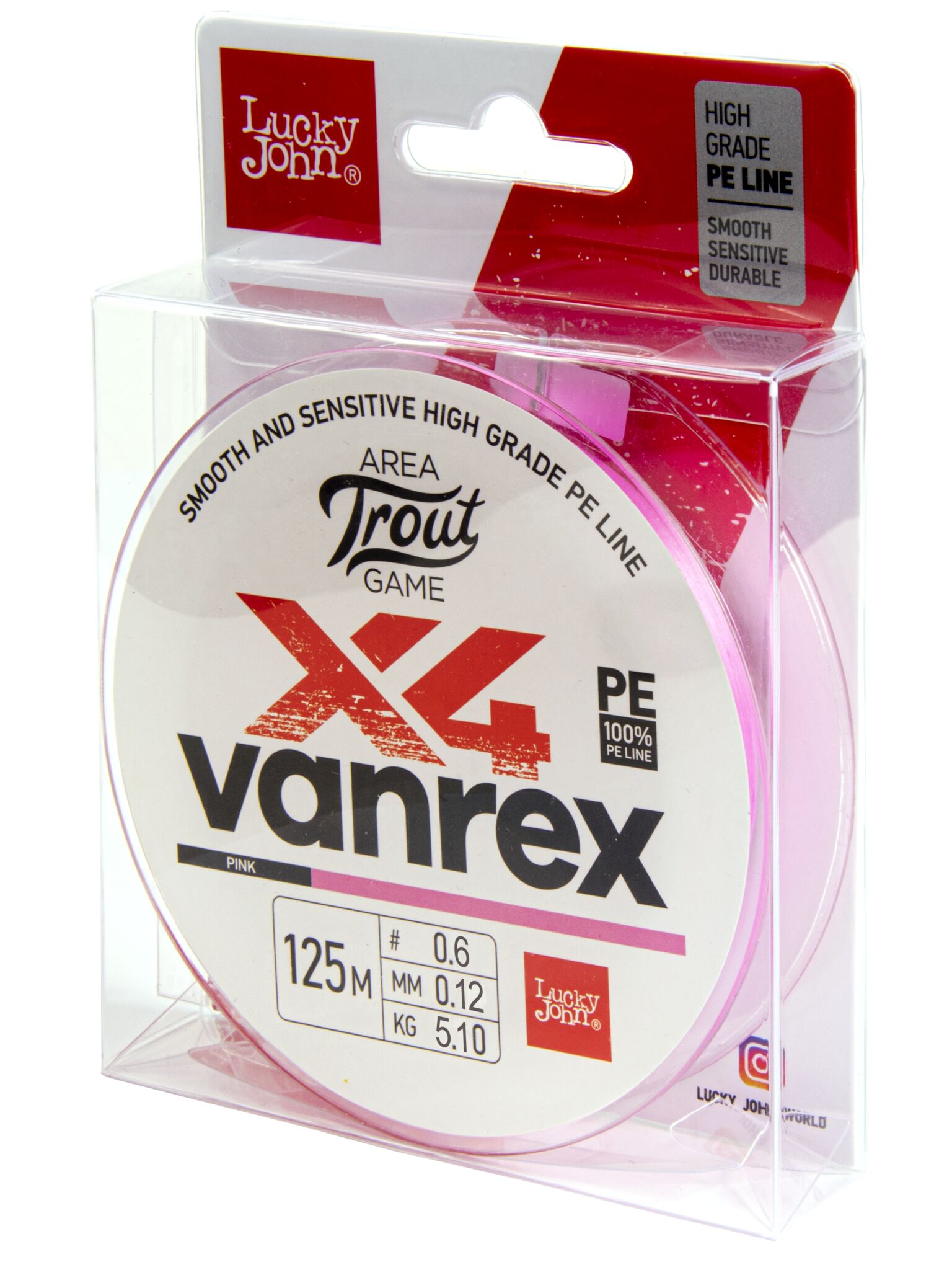 

Леска плетёная LJ Area Trout Game х4 BRAID Pink 125/012, Розовый