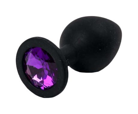 Черная силиконовая пробка с фиолетовым стразом 7 см фиолетовый