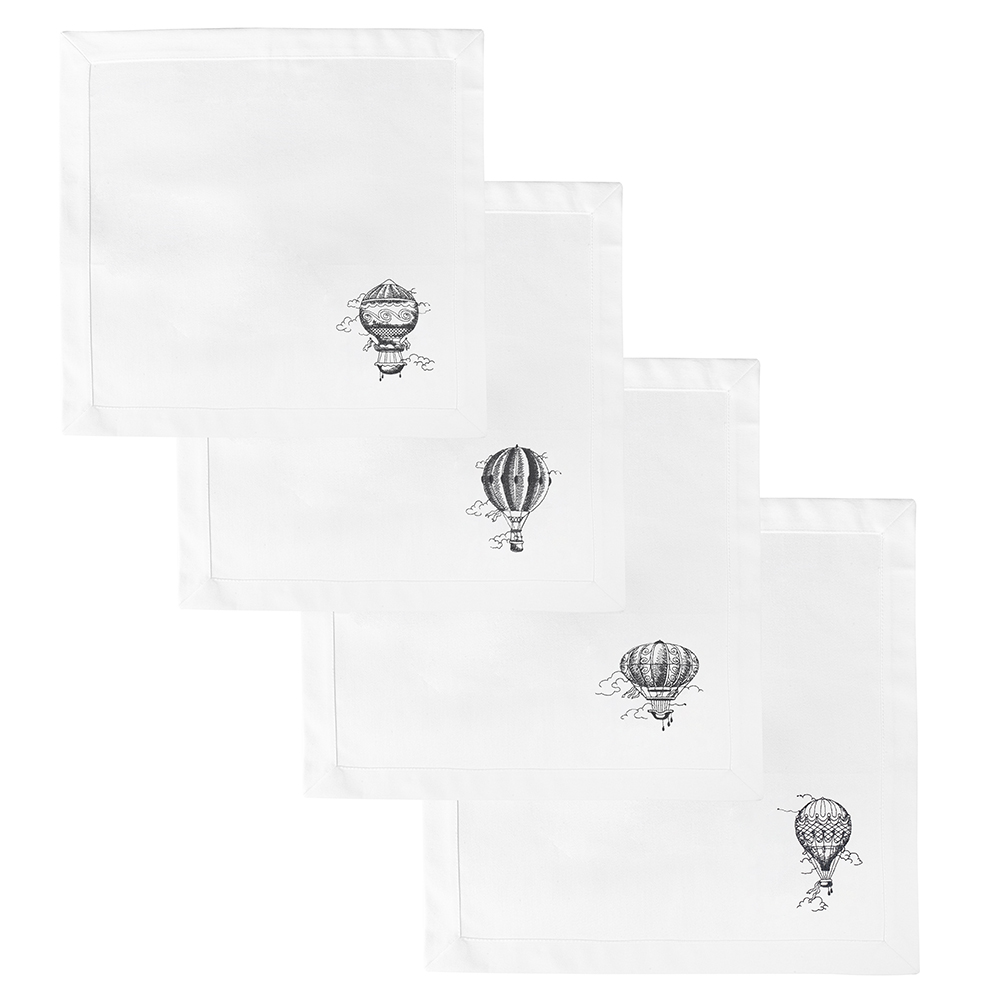 Комплект салфеток столовых с вышивкой Воздушные шары (комплект, Белый)