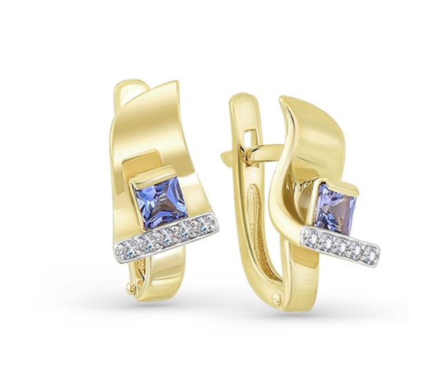 

Серьги из желтого золота с танзанитом, бриллиантом Master Brilliant 2-107-373-31, 2-107-373-31