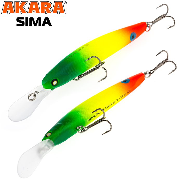 

Воблер Akara Sima 90F 12 гр 3/7 oz 3,5 in A113, Разноцветный, Sima