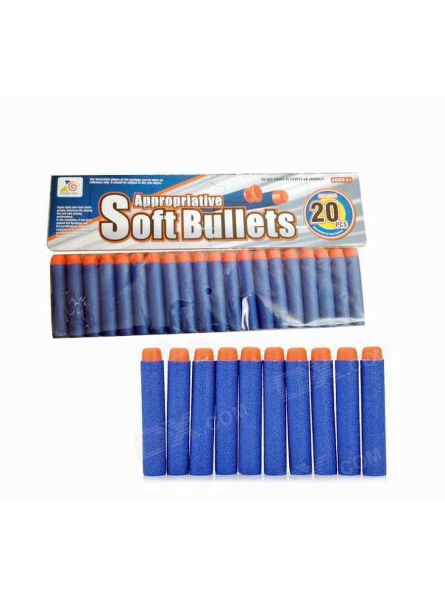 

Мягкие пули 20 штук, 28x1.5x14.5 см, в пакете