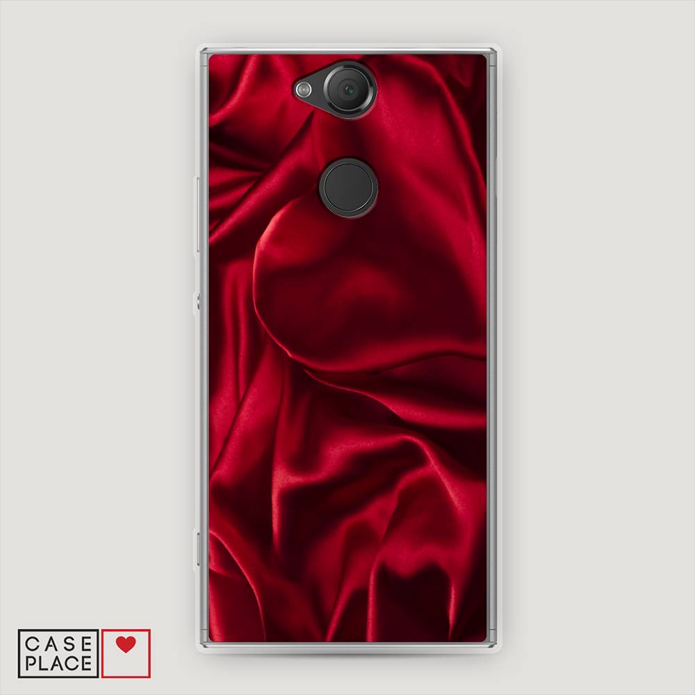 фото Силиконовый чехол "текстура красный шелк" на sony xperia xa2 awog