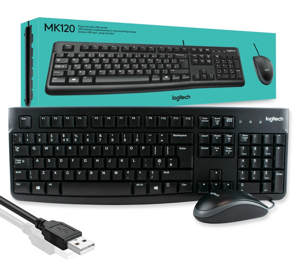 Игровой комплект клавиатура и мышь Logitech MK120 (MK120)