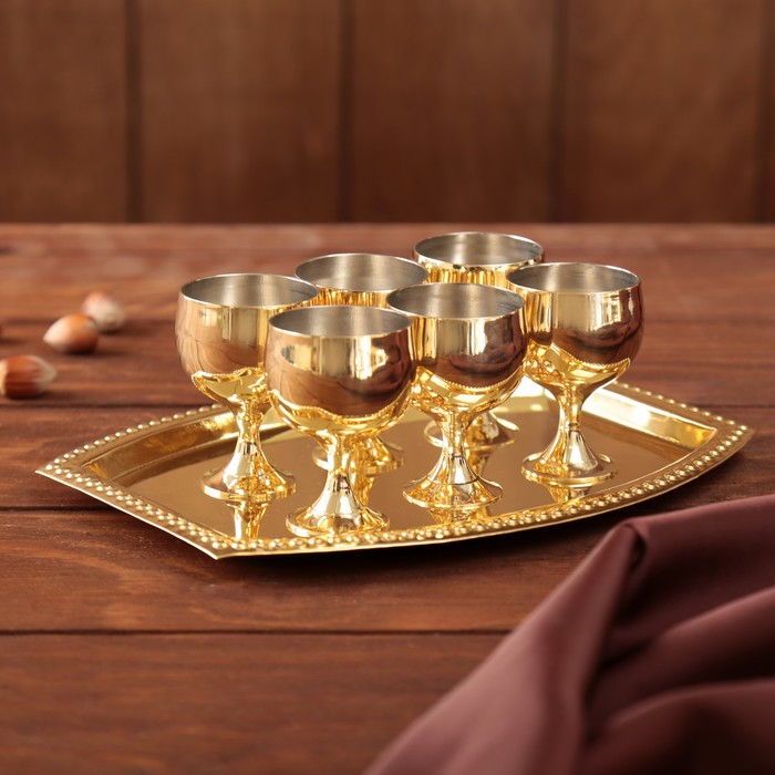 Набор 6 рюмок на подносе 24х17 см