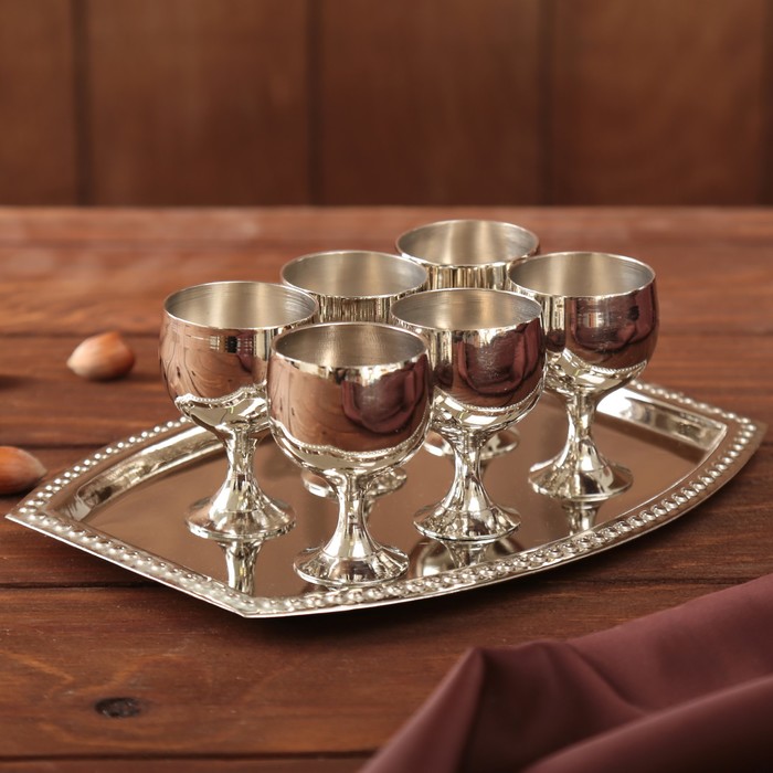 Набор 6 рюмок на подносе 24х17 см