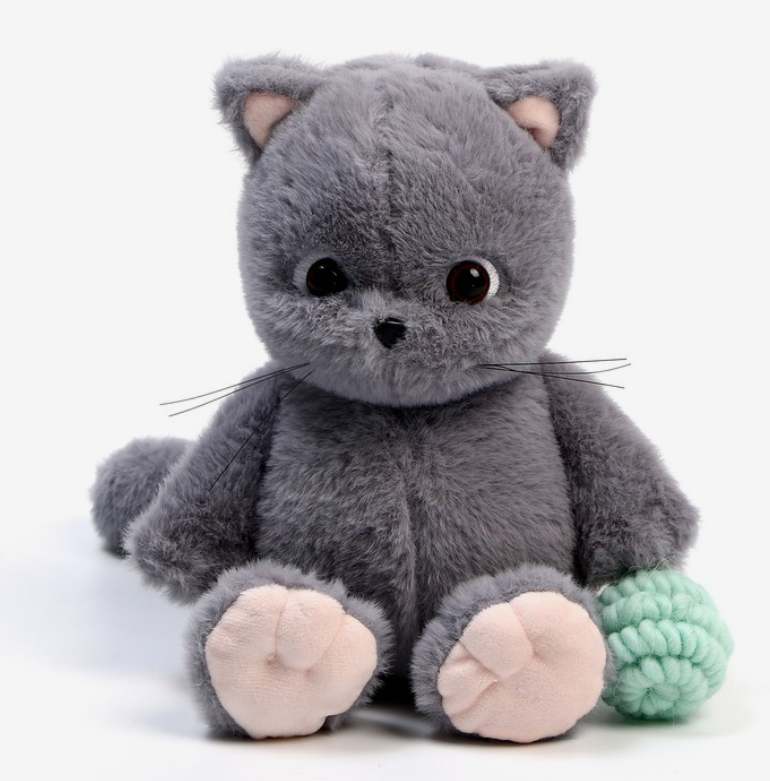 

Мякая игрушка Кот Шанти с клубком, Серый