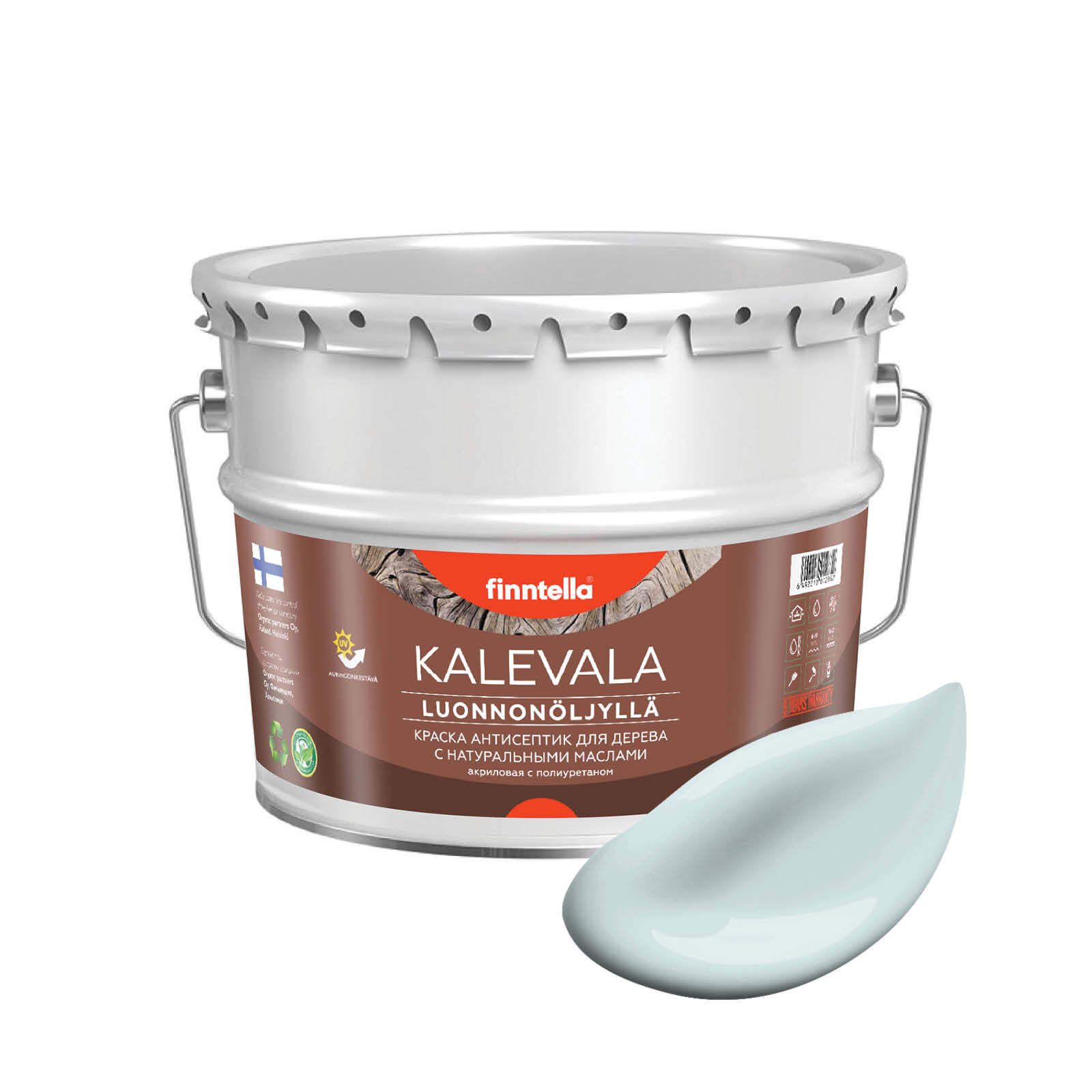 

Краска для дерева и деревянных фасадов FINNTELLA KALEVALA, с натуральным маслом и полиурет, Голубой, KALEVALA NLC