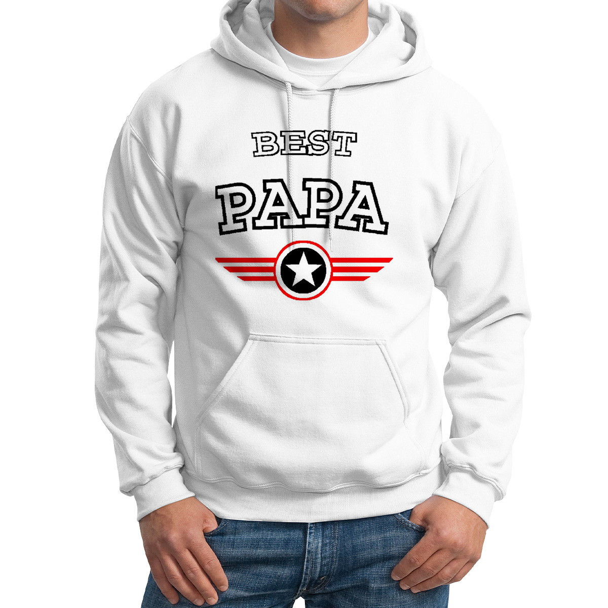 

Худи унисекс CoolPodarok Best papa папа белое 60 RU, Белый, M0113005