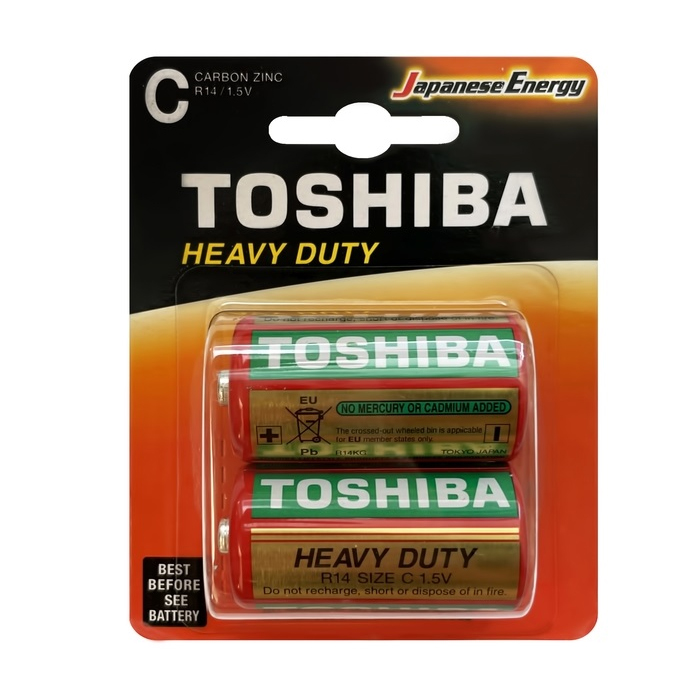 Батарейка R14 Солевая (Zinc) Heavy Duty C 1.5V 2 Шт. Блистер TOSHIBA арт. R14KGBP2TGTESS