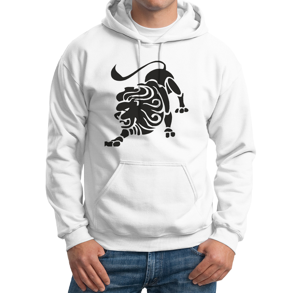 

Худи унисекс CoolPodarok лев зодиак белое 60 RU, Белый, 0M011183