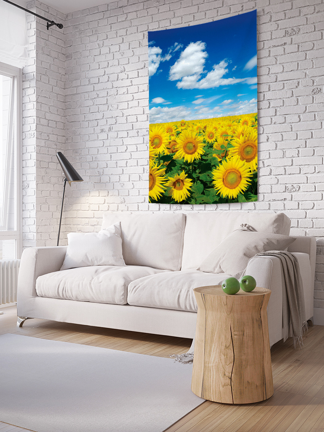 

Вертикальное фотопанно на стену JoyArty Подсолнухи под небом 100x150 см, Подсолнухи под небом