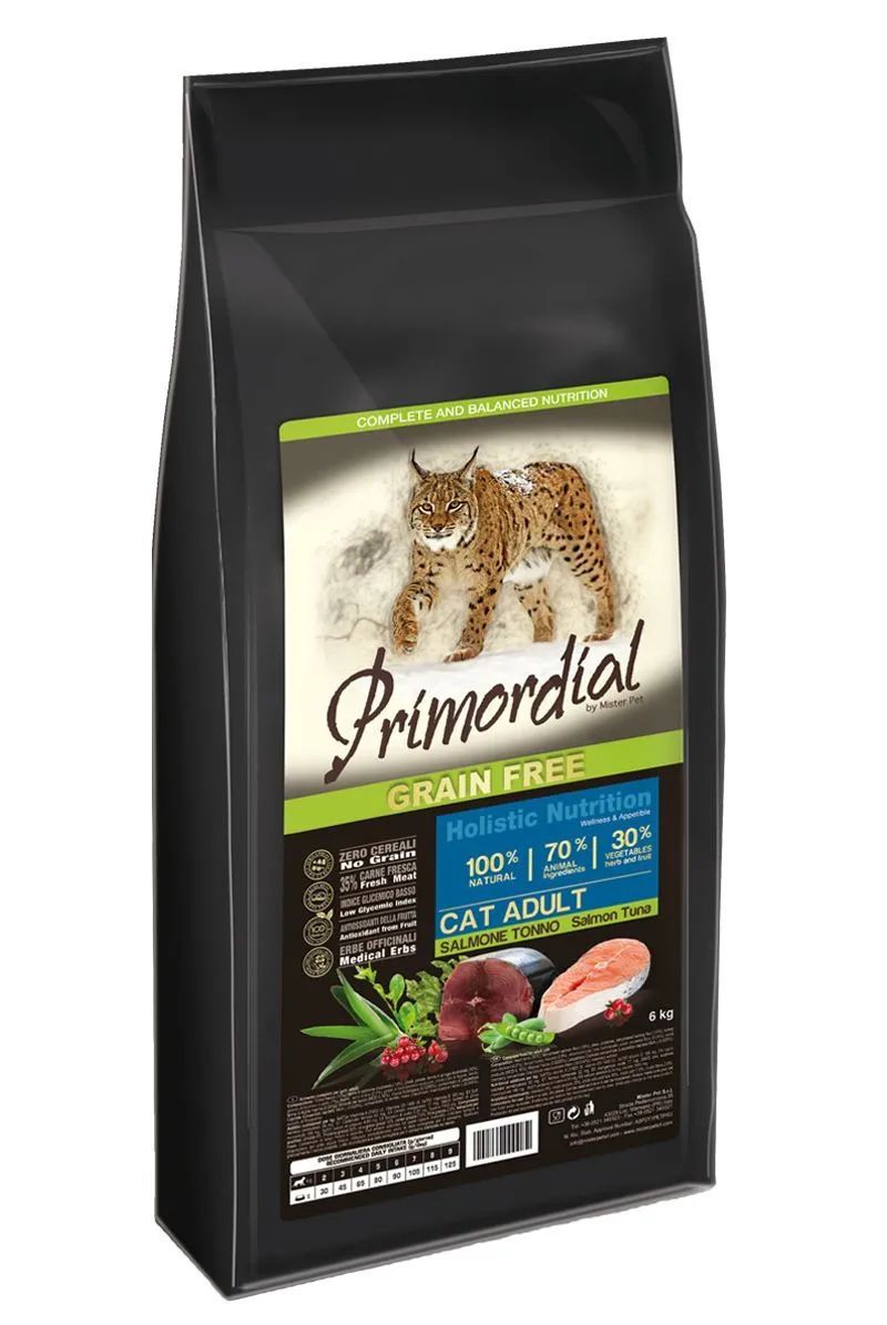 Сухой корм для кошек Primordial Natural instinct, беззерновой, лосось, тунец, 6кг