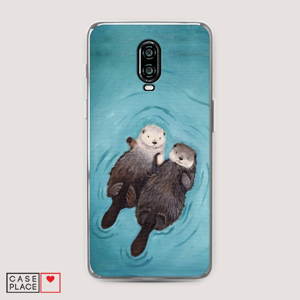 

Чехол Awog на Oneplus 6T / ВанПлас 6T "Парочка бобров", Голубой, 150650-10