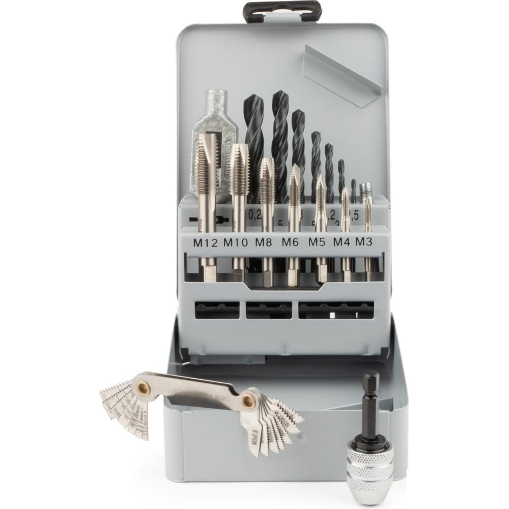 

GSR Набор машинно-ручных метчиков DIN 352 B M3-M12 + сверла 17 предметов 00708040