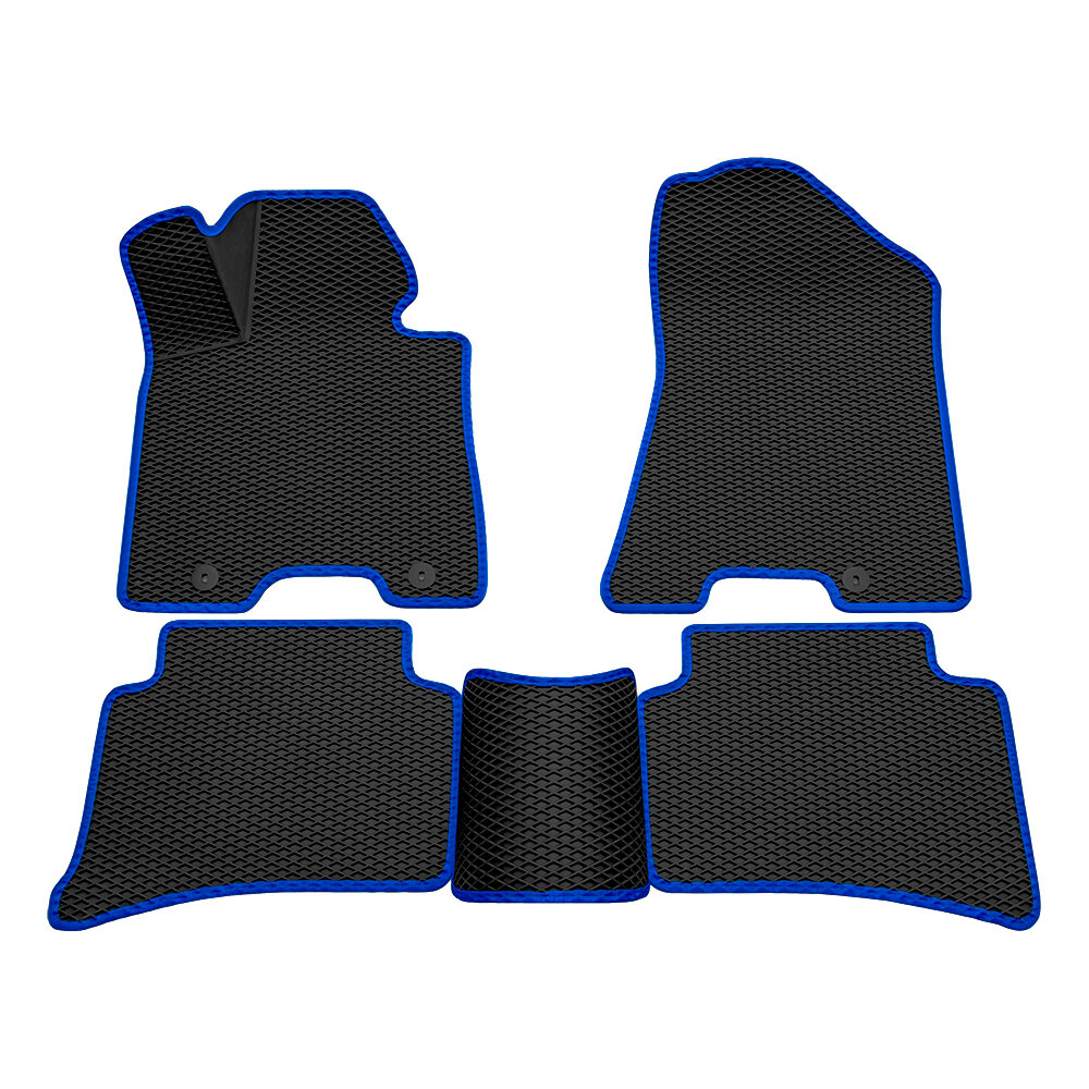 

Коврик салонный 3D EVA Ромб резиновый для Hyundai Tucson (15-21) Синий кант, компл