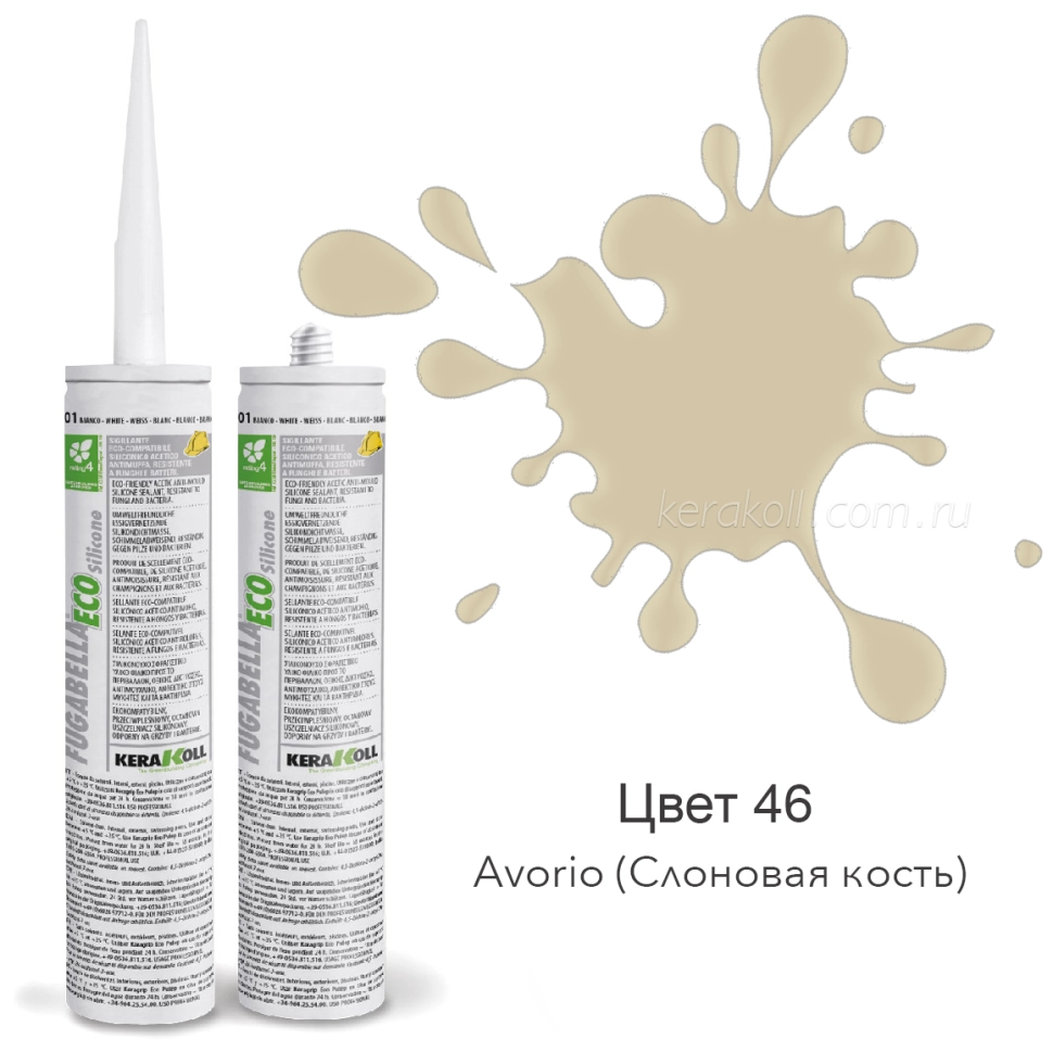 

Герметик KERAKOLL FUGABELLA ECO Silicone 46 Avorio 310мл, Белый, KERAKOLL FUGABELLA ECO Silicone