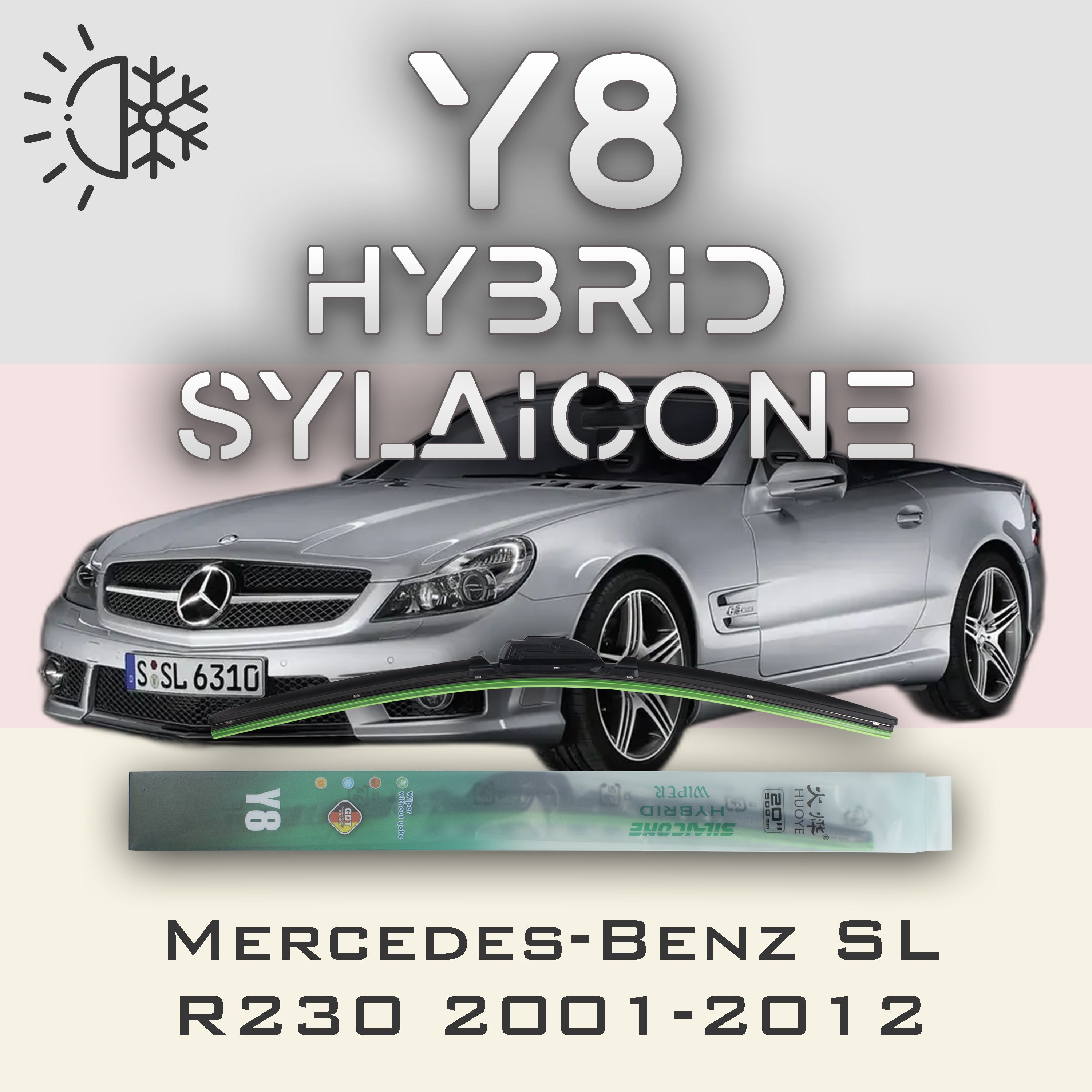 

Комплект щеток стеклоочистителя HUOYE Y8-Mercedes-Benz SLR McLaren C199\R199 2003-2009, Y8