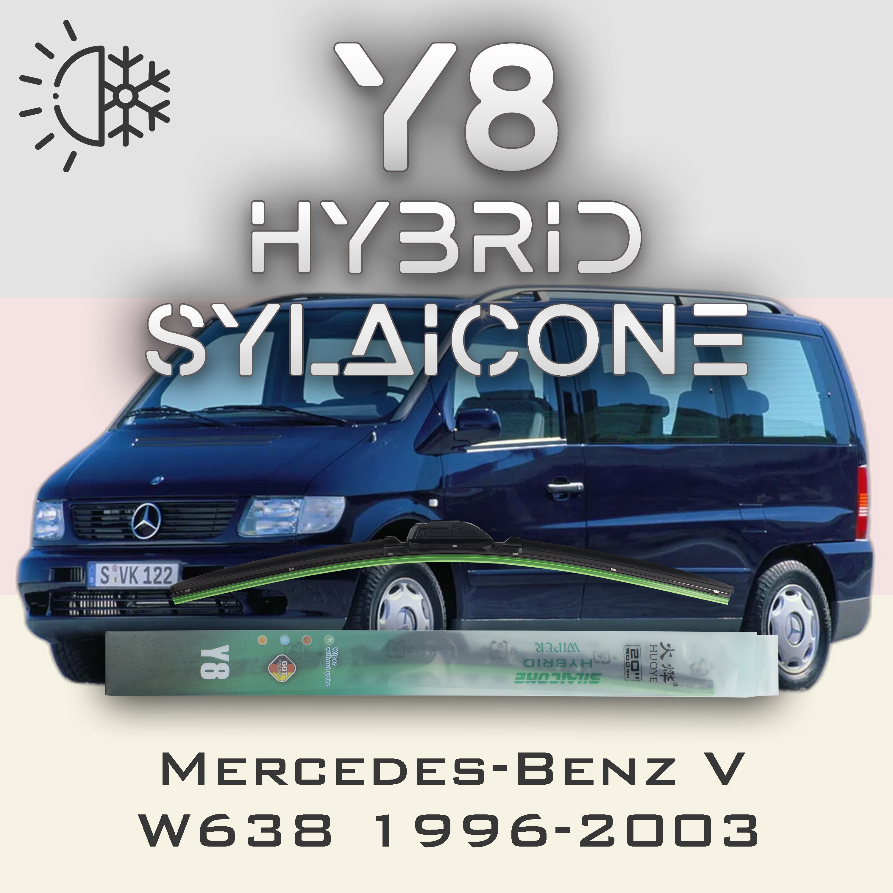 

Комплект щеток стеклоочистителя HUOYE Y8-Mercedes-Benz Vito W638 1996-2003, Y8
